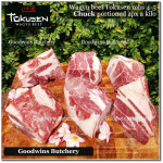 Beef CHUCK Wagyu Tokusen marbling 4-5 aged frozen DICED DADU SAIKORO rendang cuts 4cm 1.5" (price/pack 600g 8-9pcs)